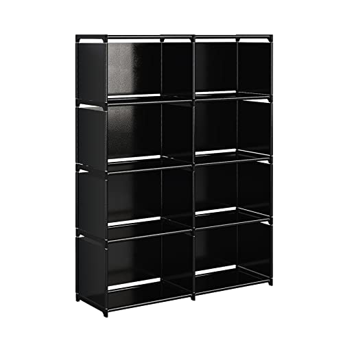 JIUYOTREE Cube Shelves Modularna knjižna polica, odprta knjižna omara z 8 kockami, primerna za delovno sobo, dnevno sobo, spalnico, črna