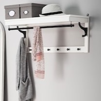 HEMNES Obešalnik/polica, bela, 85 cm