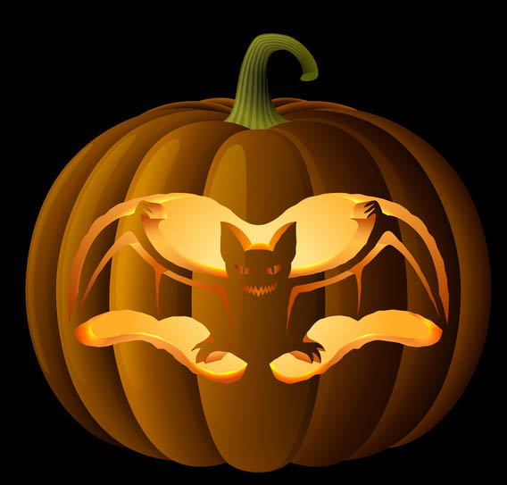 Spooky Bat Pumpkin Rezbarski vzorec